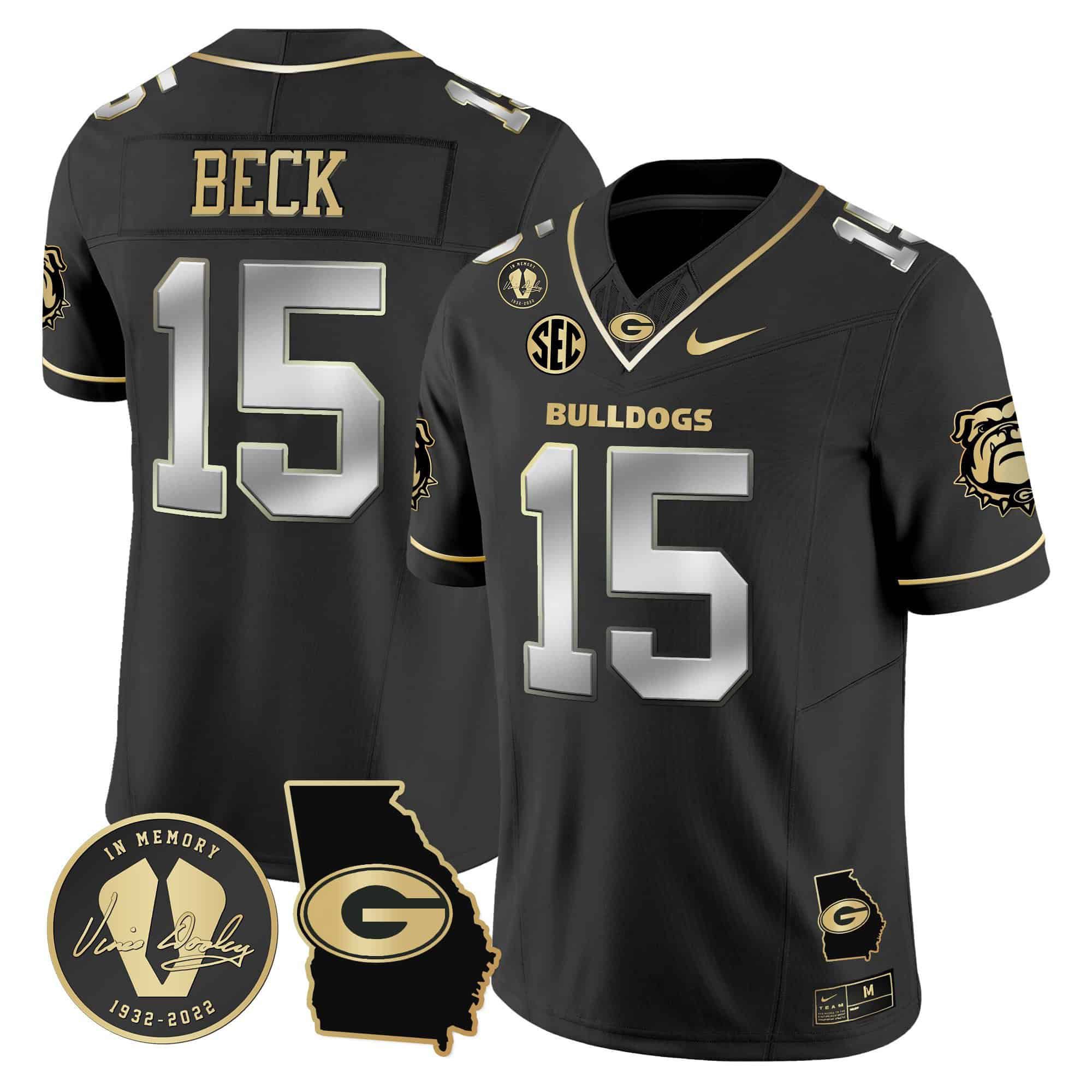 Men Georgia Bulldogs #15 Beck Black 2024 Nike Vapor NCAA Jersey style 3